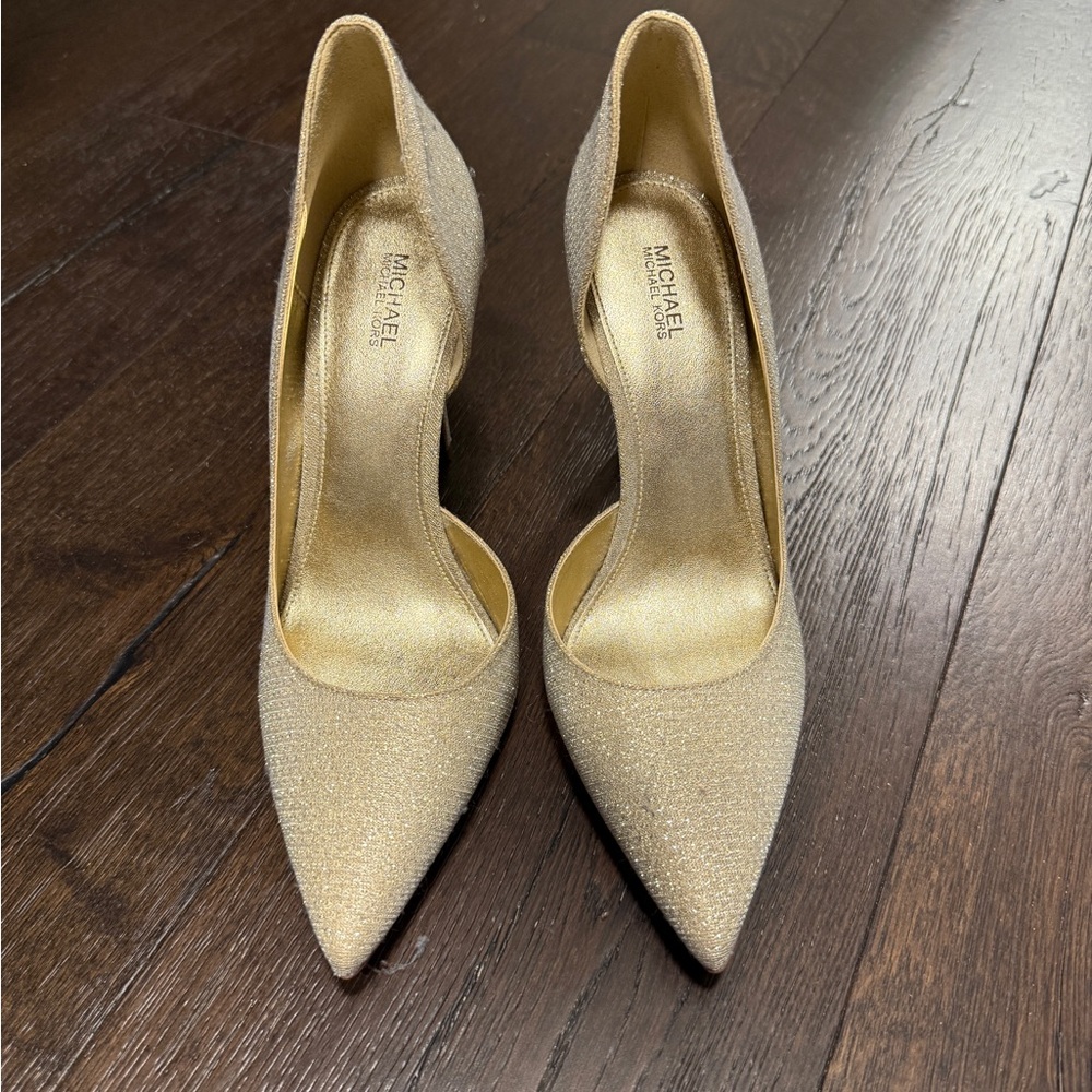 Michael Kors Gold Stiletto Heels with D'Orsay Design